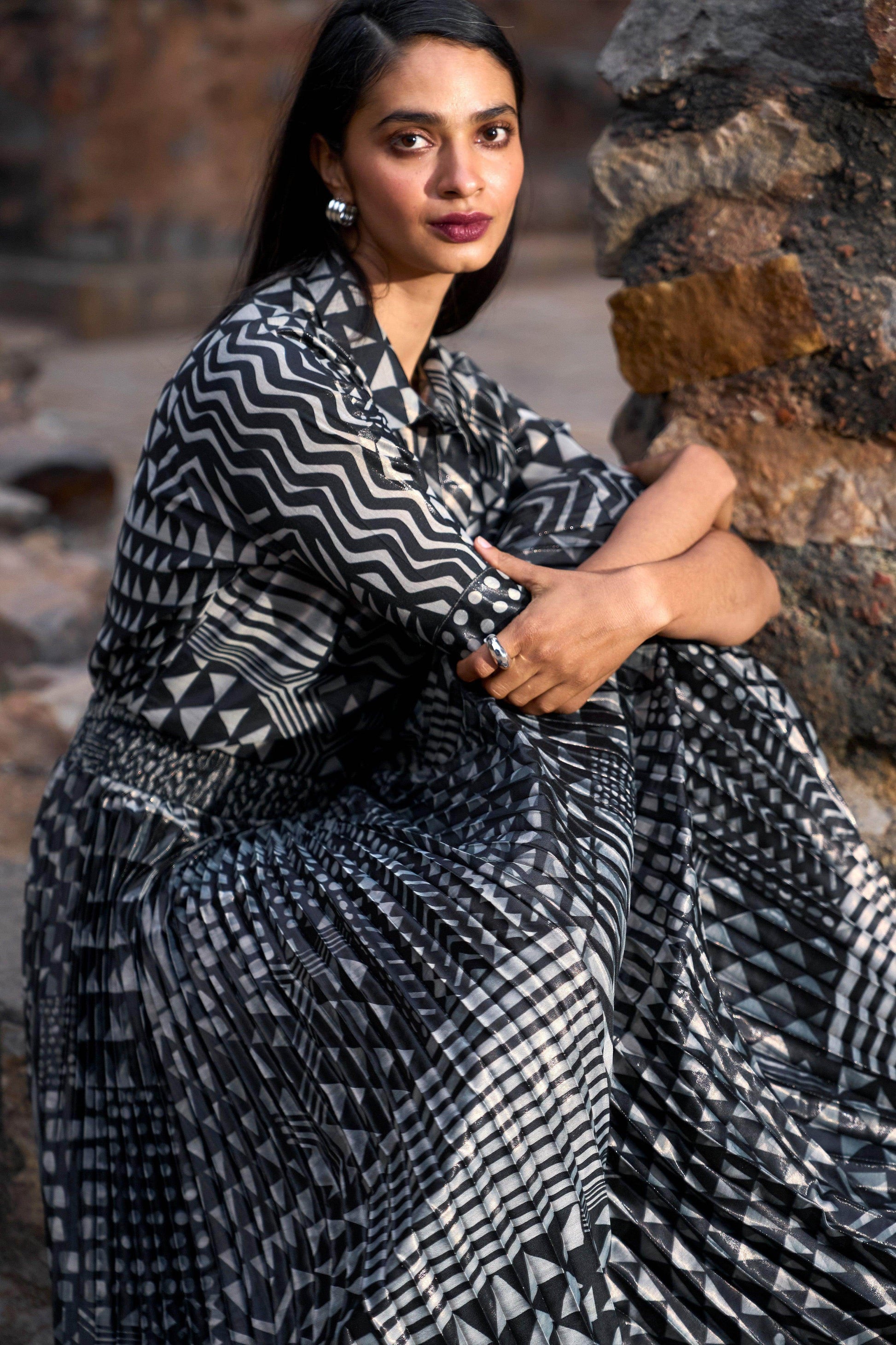 TRIBAL SHIMMER AND PLEATED SKIRT SET - dash and dot