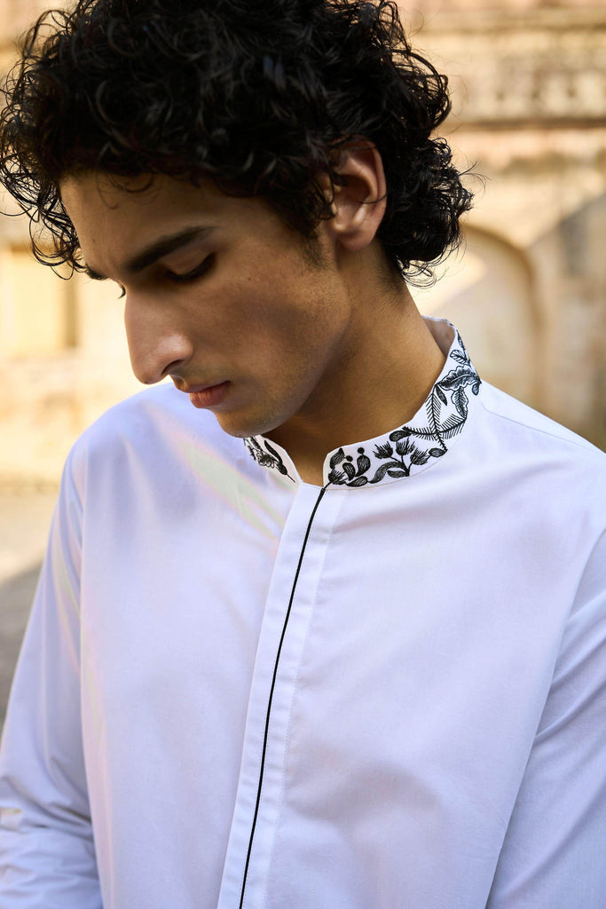 EMBROIDERED COLLAR & CUFF SHIRT - dash and dot dash and dot