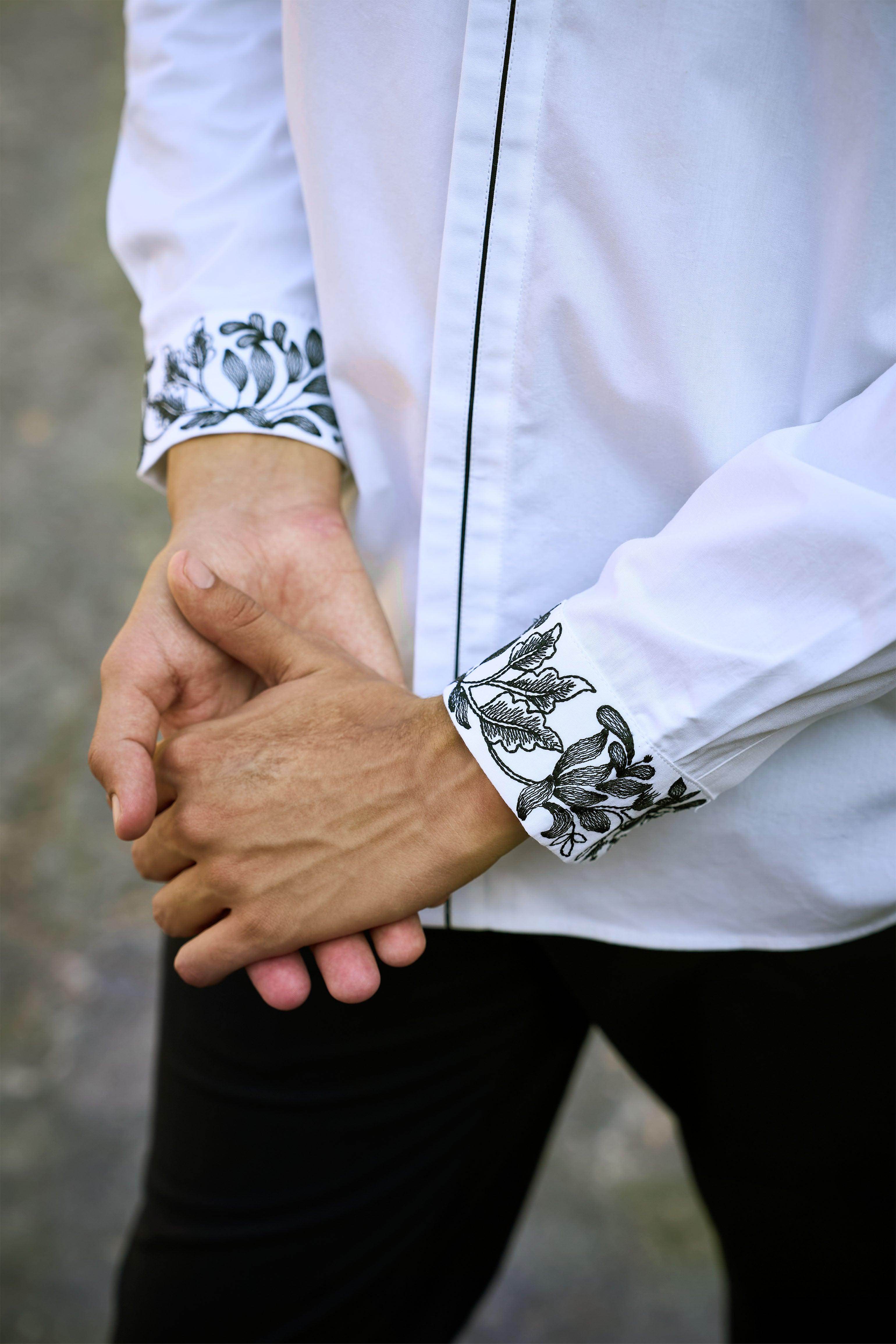 dress shirts with designs on cuffs Personalized Embroidered Shirt Cuffs: Oyster With Pearl, or Lobster - You Send Your Shirt to Me - Embroidery Only