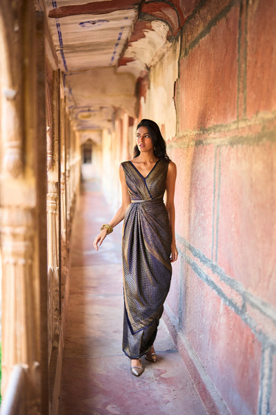 BENARES BROCADE SARI GOWN