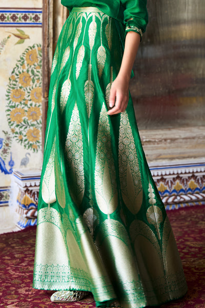 BENARES BROCADE FLARED MAXI SKIRT