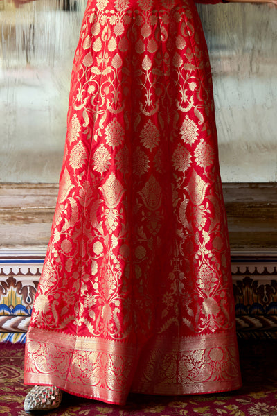 BENARES BROCADE FLARED MAXI SKIRT