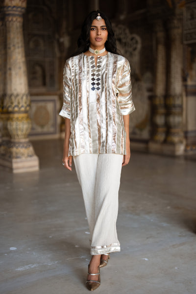 MIRRORWORK GOTA RIBBON TOP & CRUSHED PANT SET