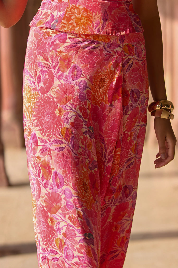 FLORAL PRINTED DRAPED SKIRT dash and dot