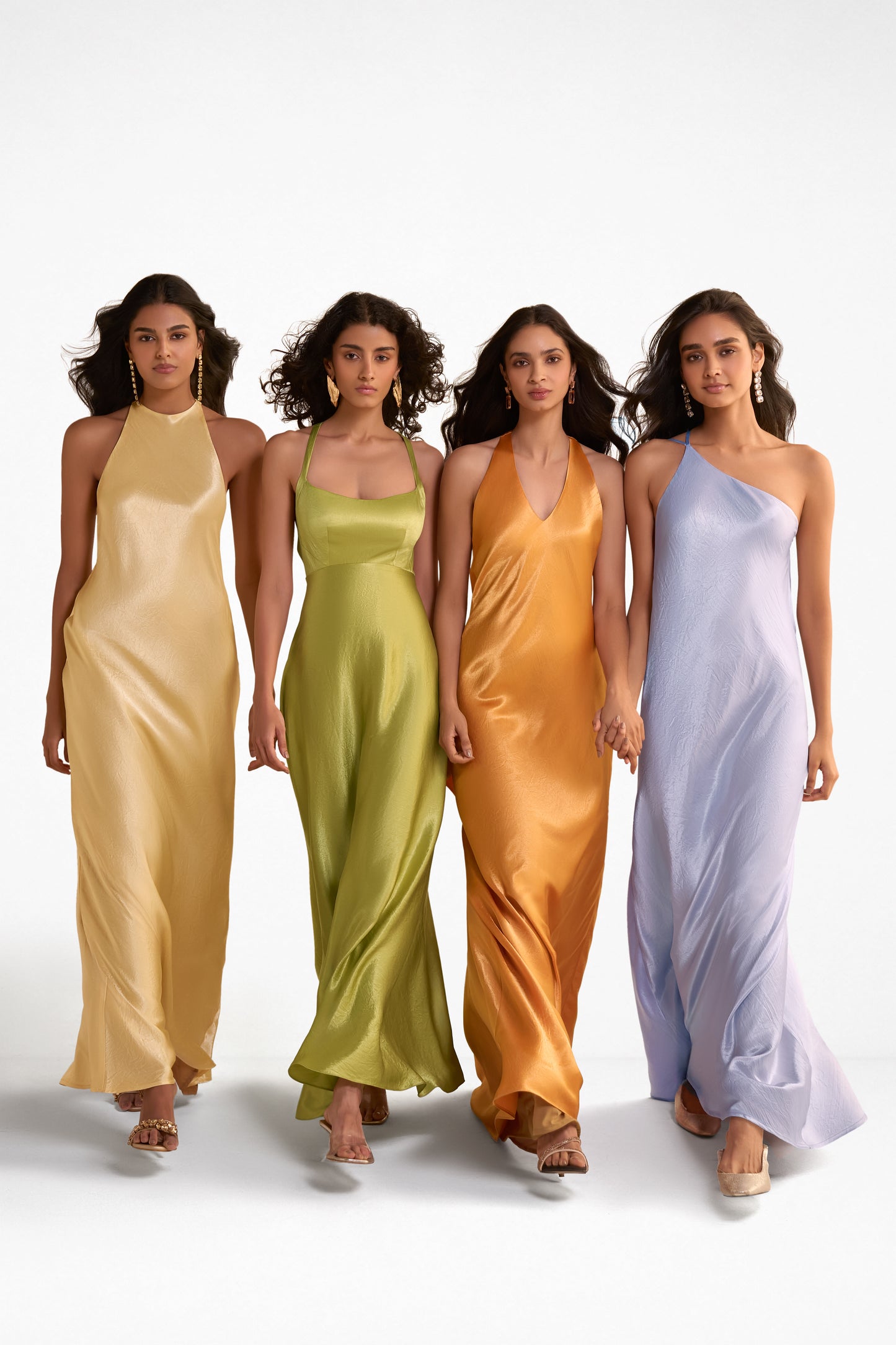 BACK KNOT HALTER SATIN GOWN