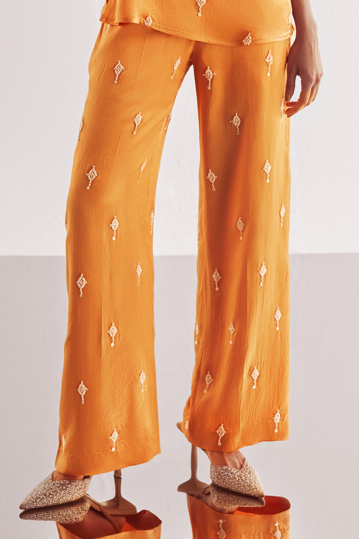BEAD EMBROIDERED SATIN PANT