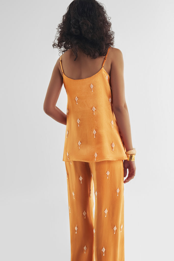 BEAD EMBROIDERED SATIN PANT SET dash and dot