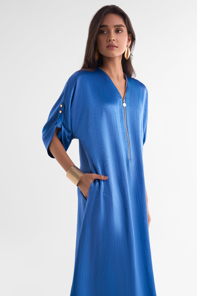 ZIP NECK SATIN MAXI dash and dot
