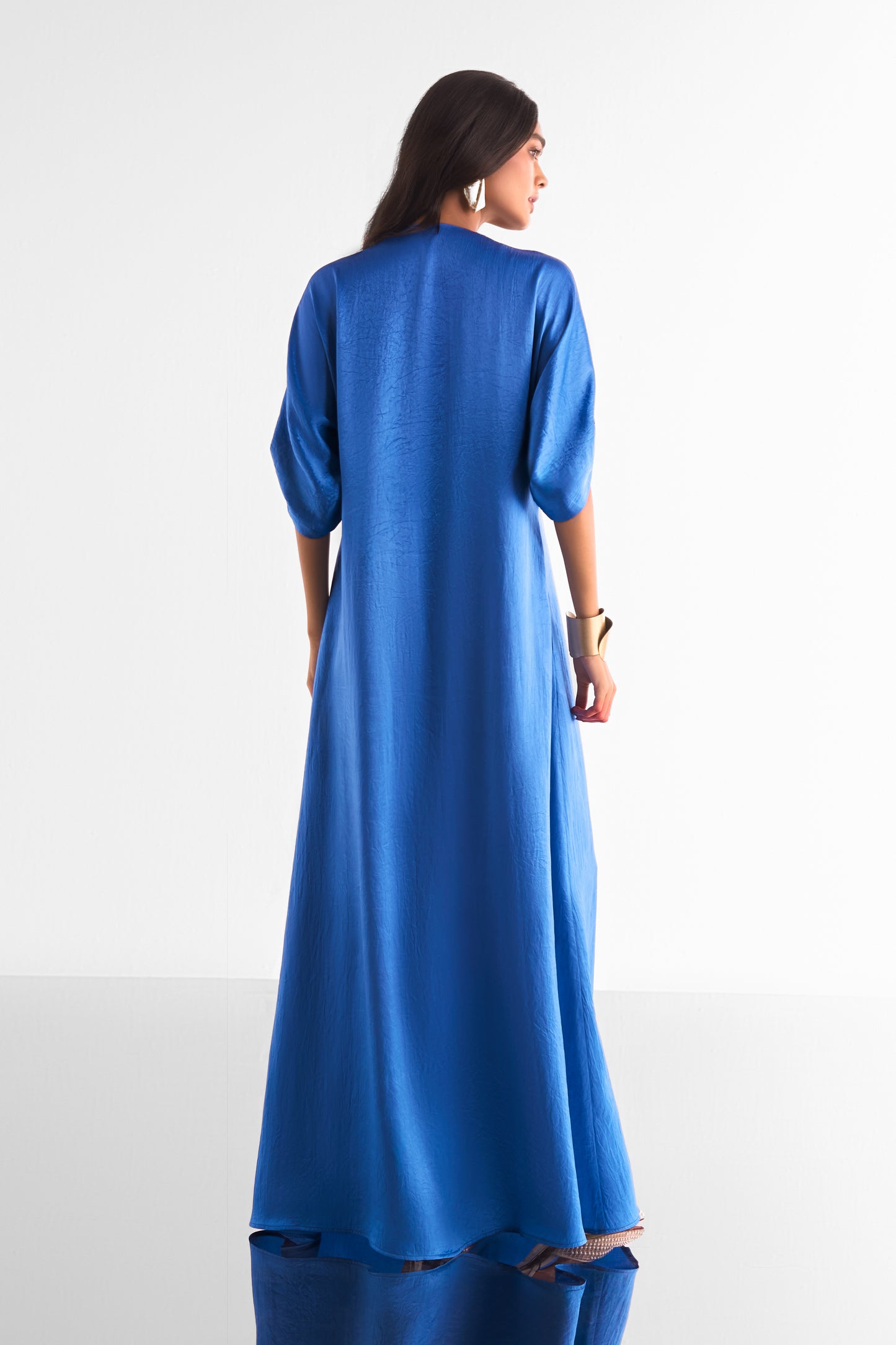 ZIP NECK SATIN MAXI