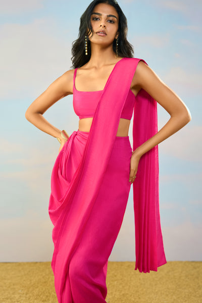 TEXTURED FUCHSIA STRAPPY BANDEAU