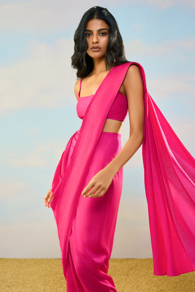 TEXTURED SARI DRAPE SKIRT