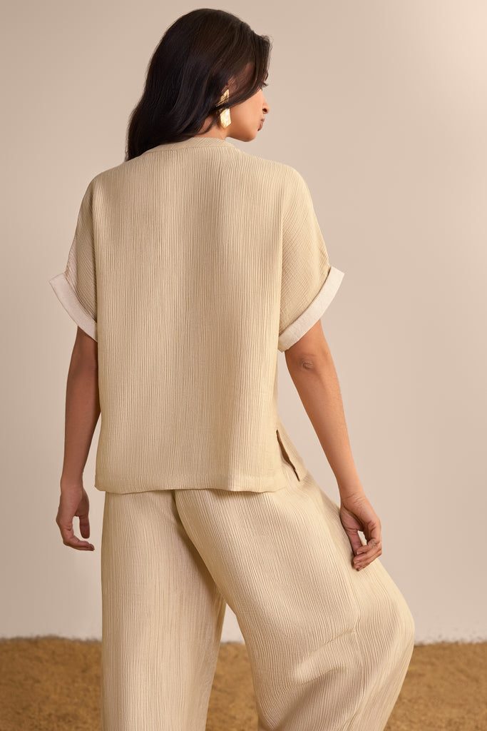 TEXTURED ASYMMETRIC SHIRT dash and dot