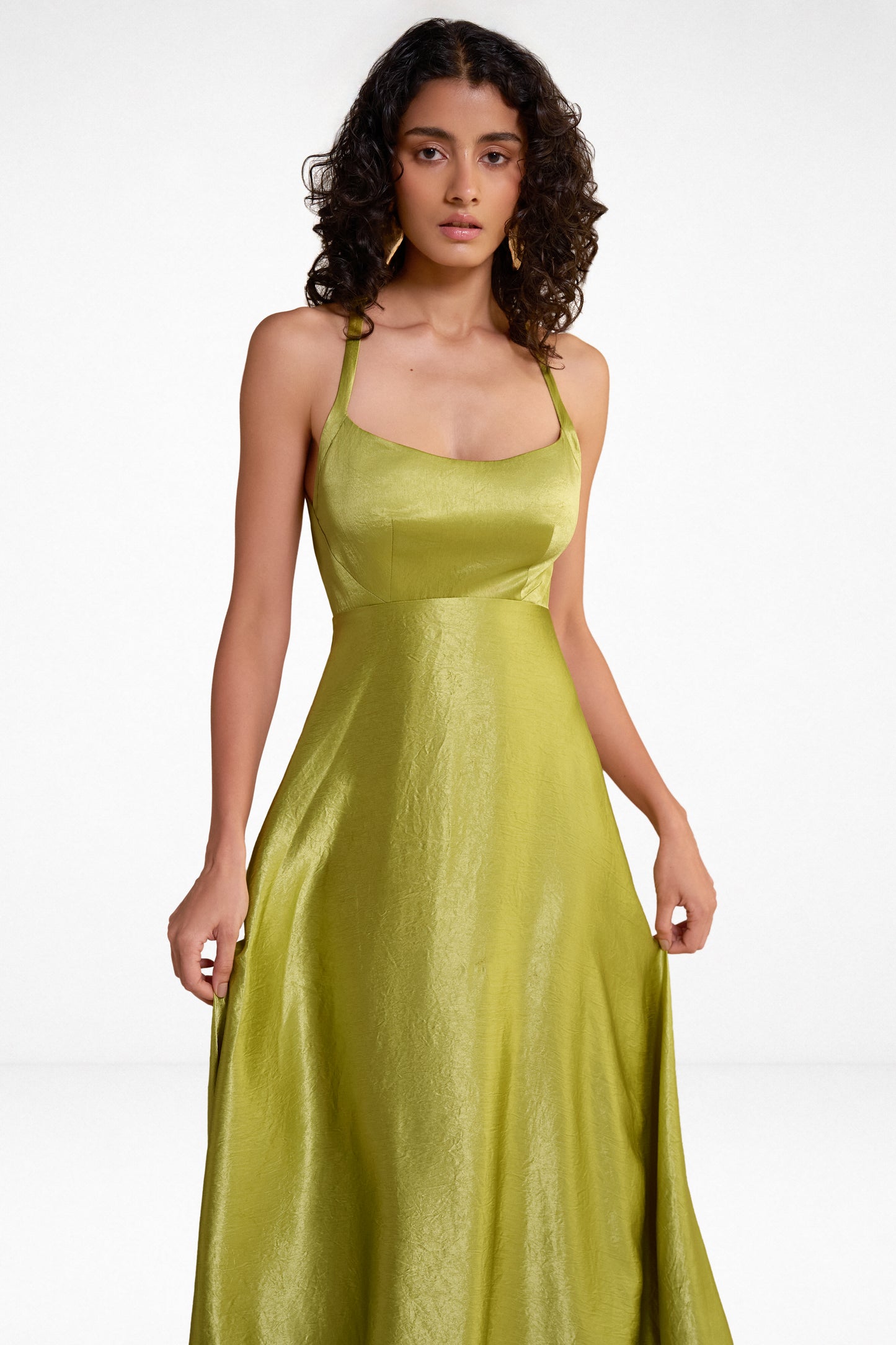 HALTER NECK SATIN MAXI
