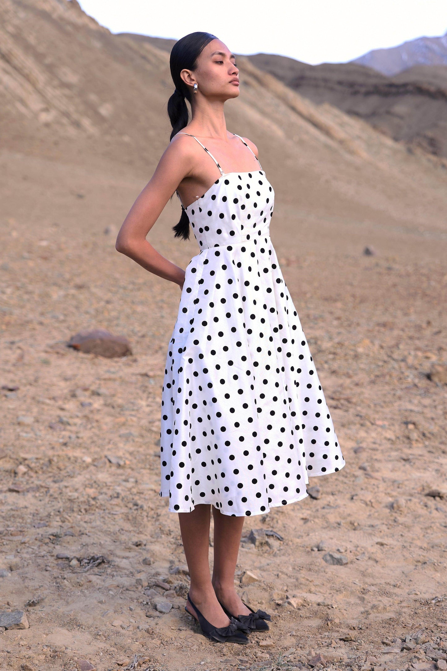 POLKA DOT FLARED DRESS - dash and dot