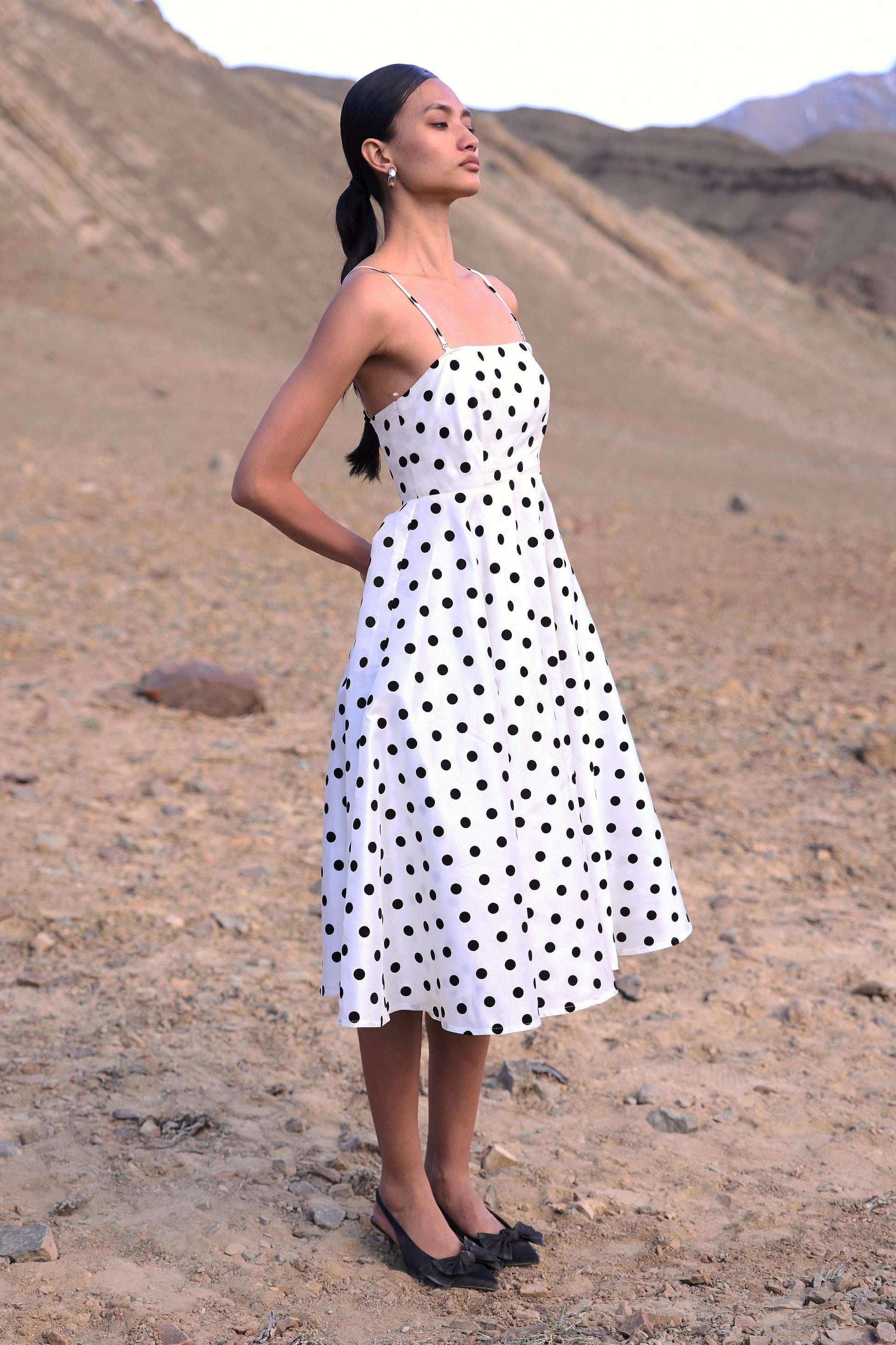 POLKA DOT FLARED DRESS - dash and dot