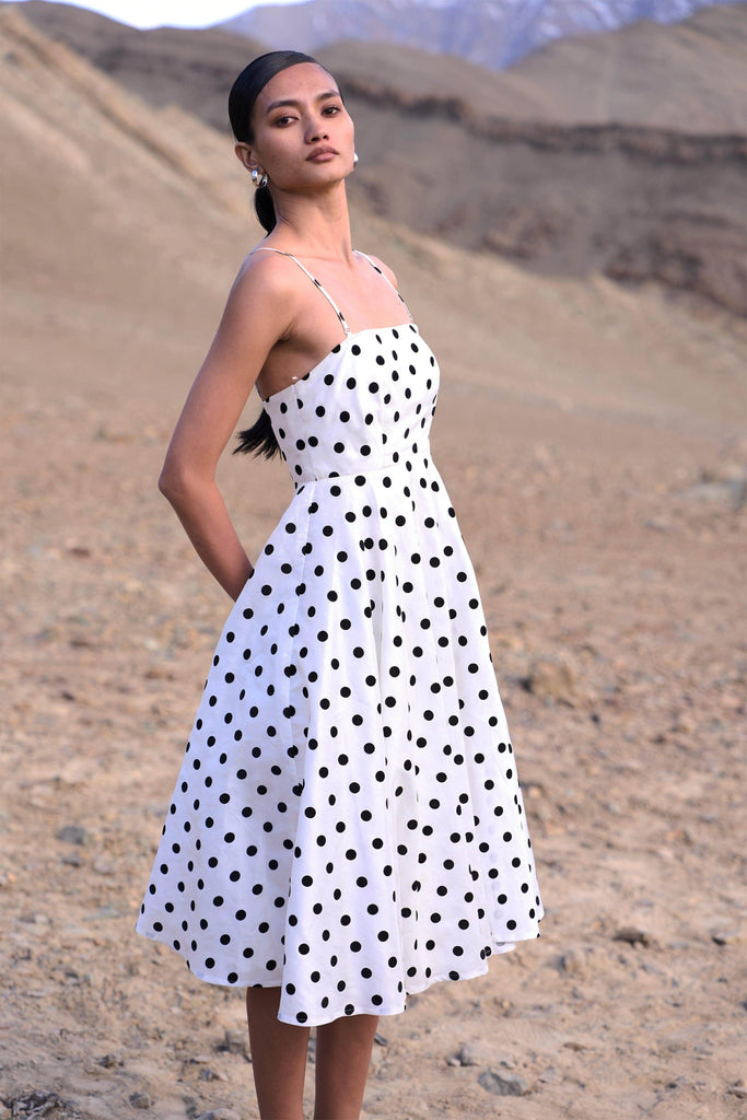 POLKA DOT FLARED DRESS - dash and dot dash and dot