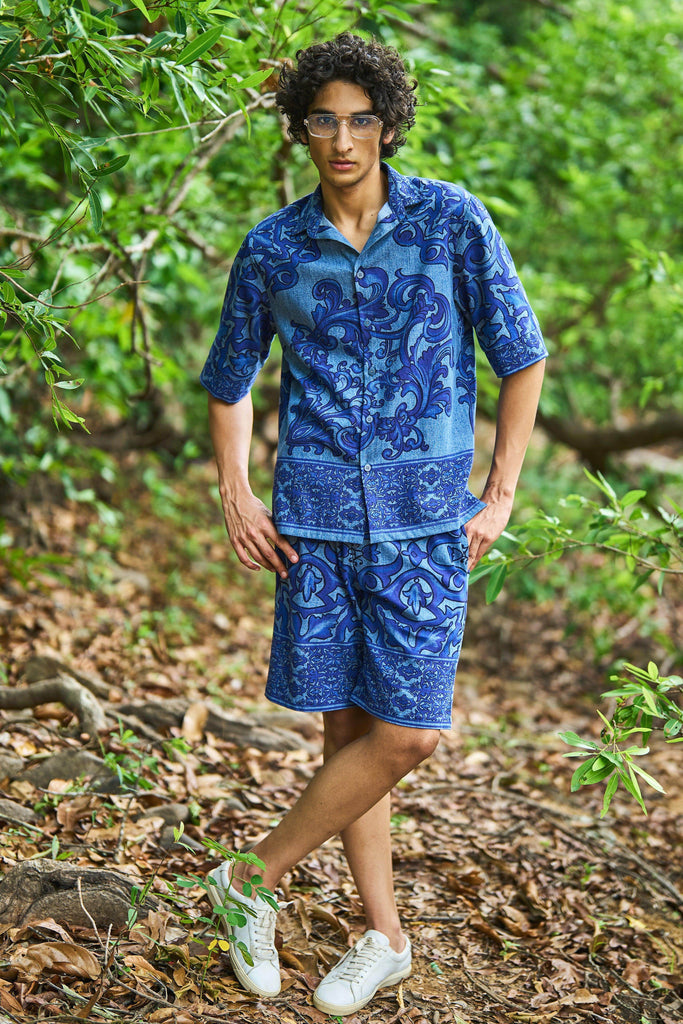 DENIM PRINTED SHORTS SET - dash and dot dash and dot