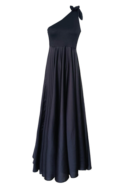 ONE SHOULDER FIT & FLARE GOWN - dash and dot