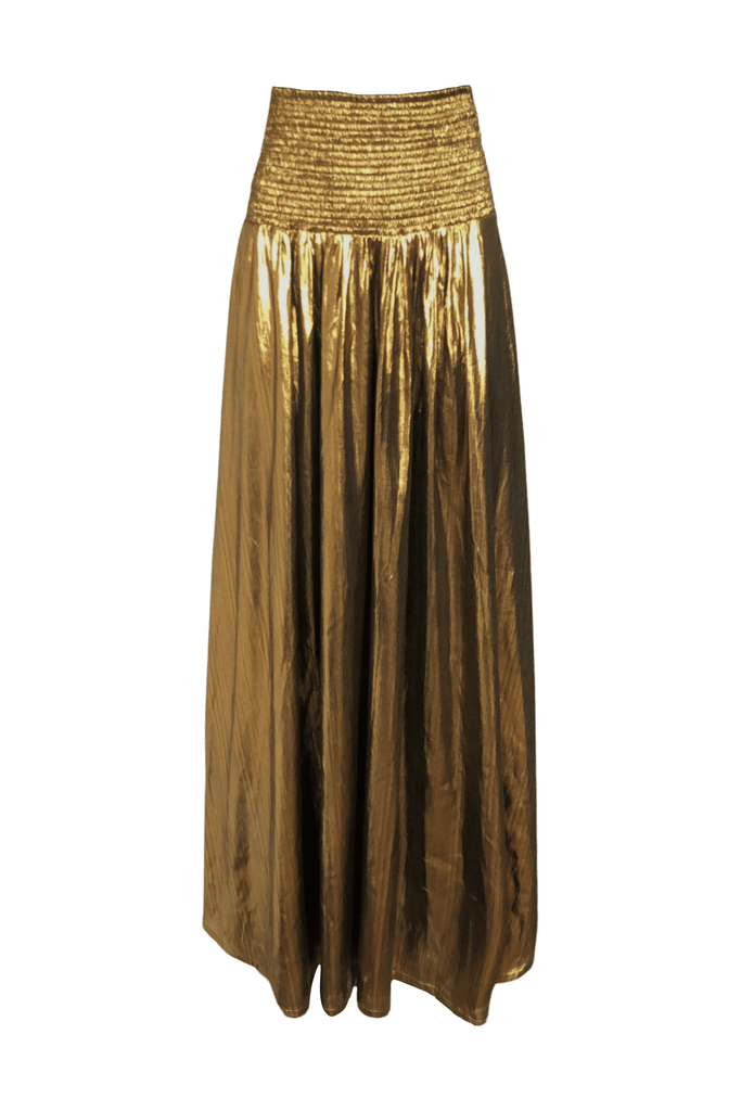 FIT & FLARE GOLD SKIRT - dash and dot dash and dot