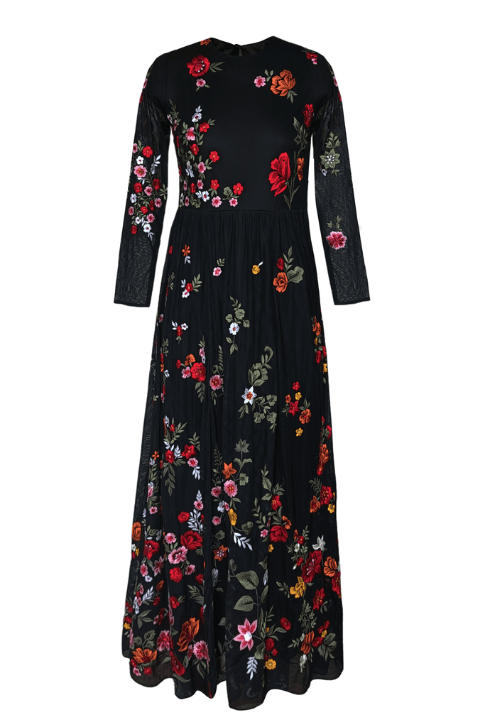 MULTI FLORAL EMBROIDERED GOWN - dash and dot dash and dot