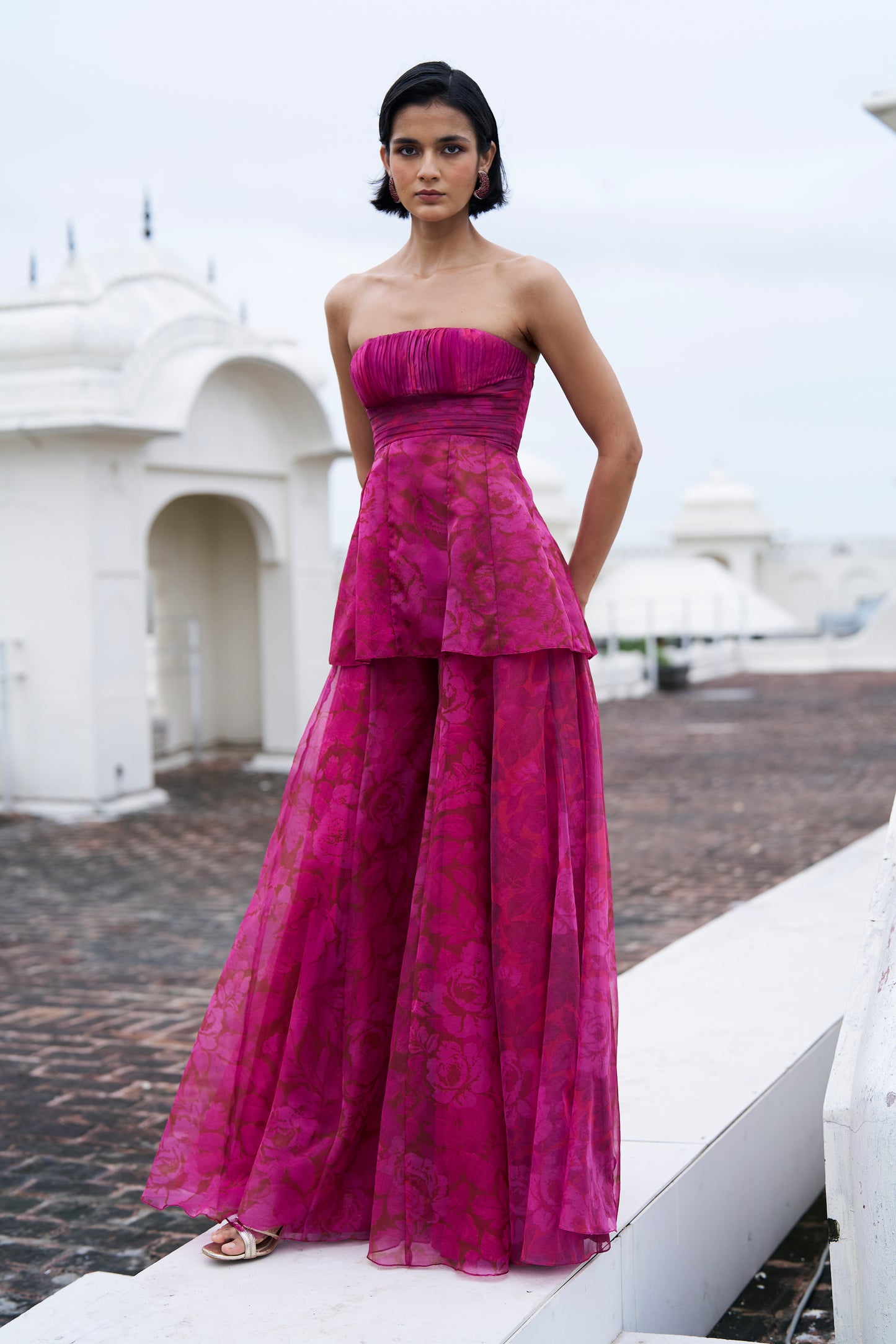 FLORAL PRINT PEPLUM SET