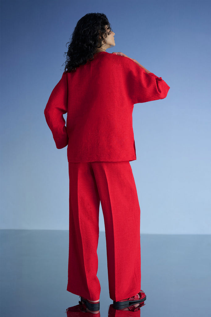 BUTTONED CUFF LINEN-TEXTURED SHIRT dash and dot
