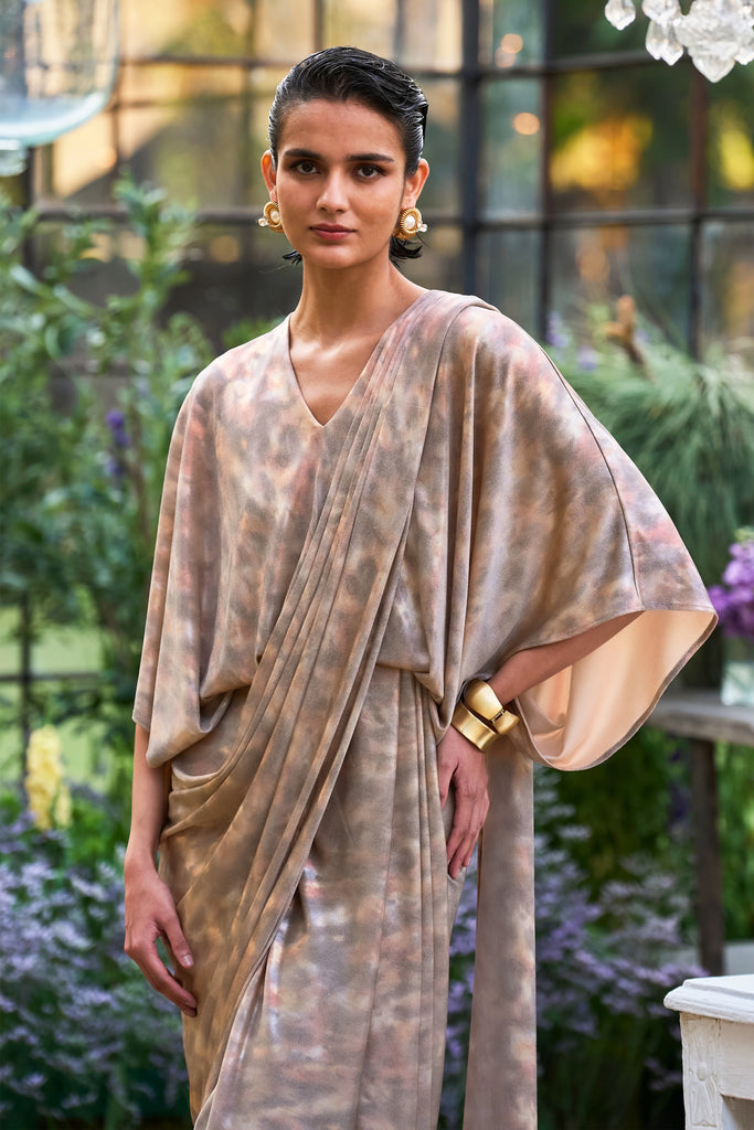 SARI DRAPE KAFTAN GOWN dash and dot