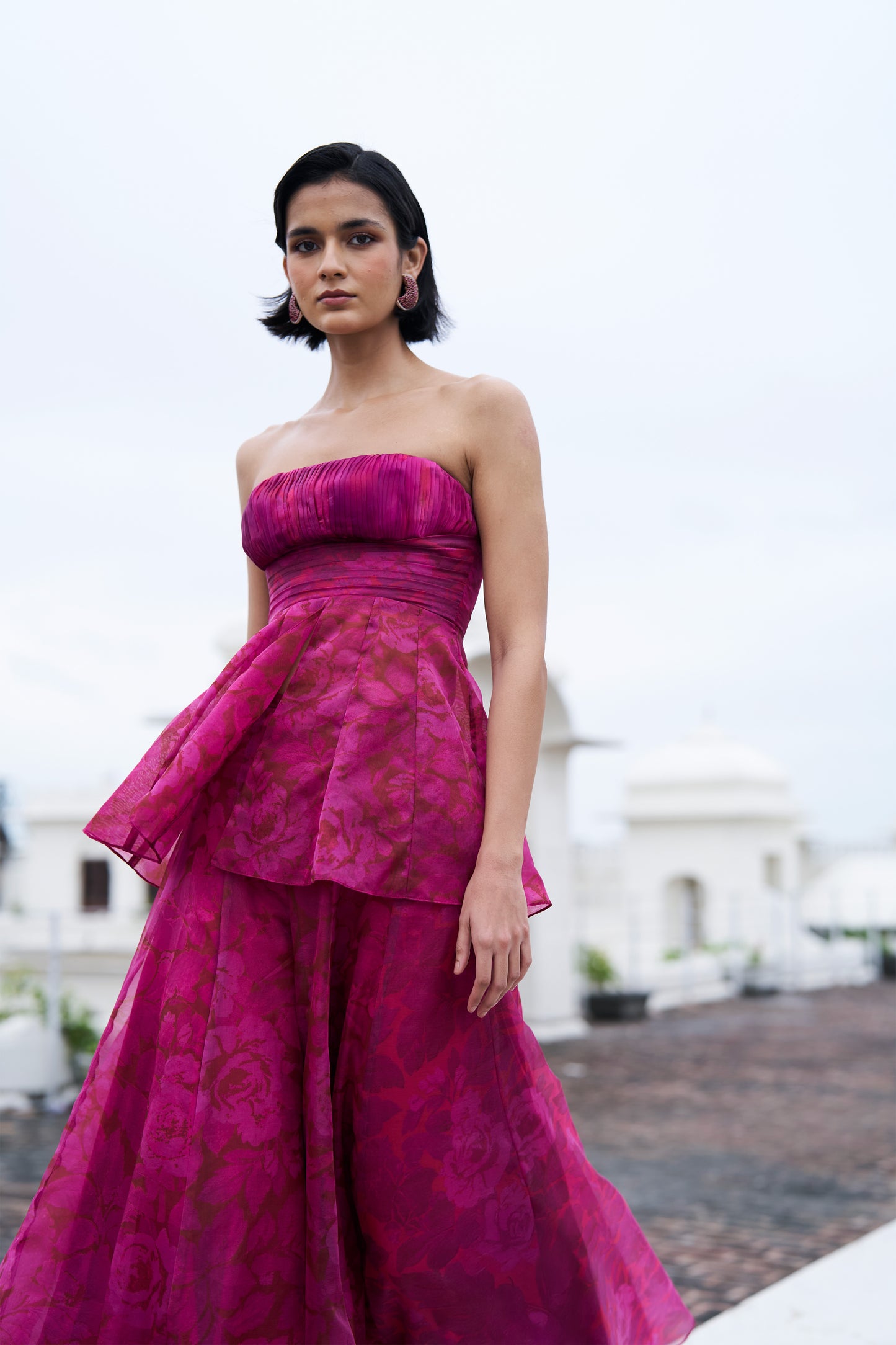 FLORAL PRINT PEPLUM SET