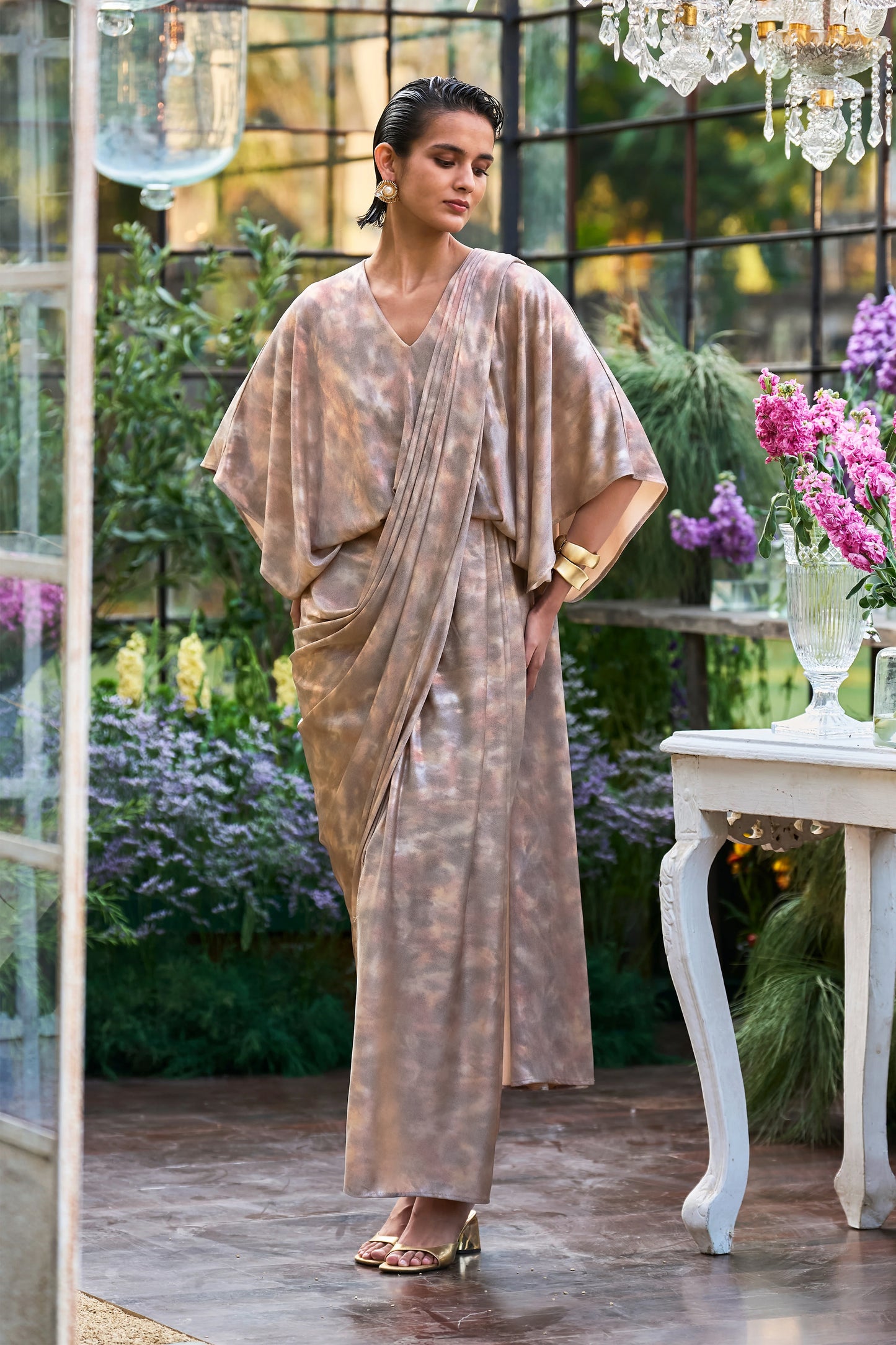 SARI DRAPE KAFTAN GOWN