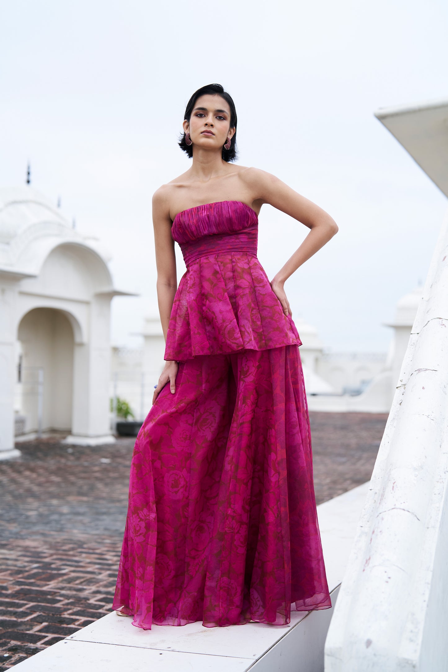 FLORAL PRINT PEPLUM SET