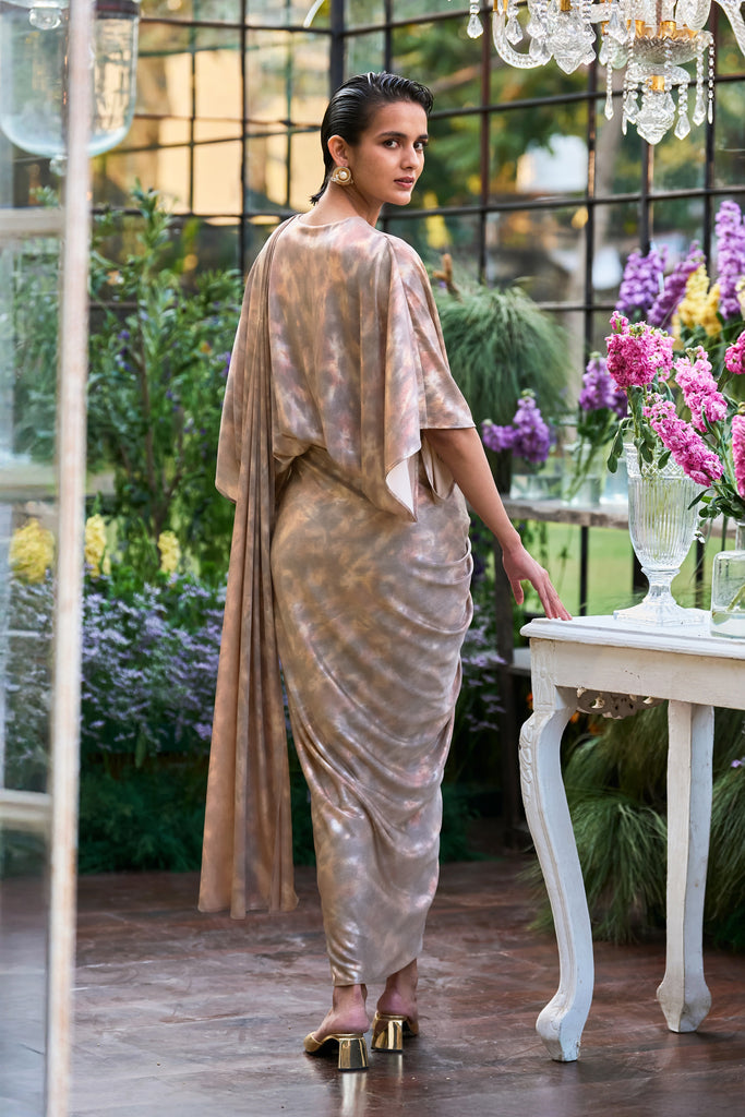 SARI DRAPE KAFTAN GOWN dash and dot