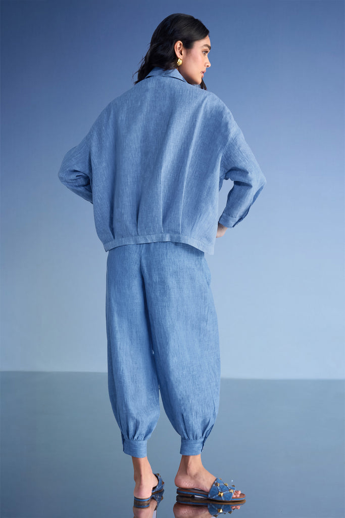BOX PLEATED LINEN-TEXTURED SHIRT dash and dot