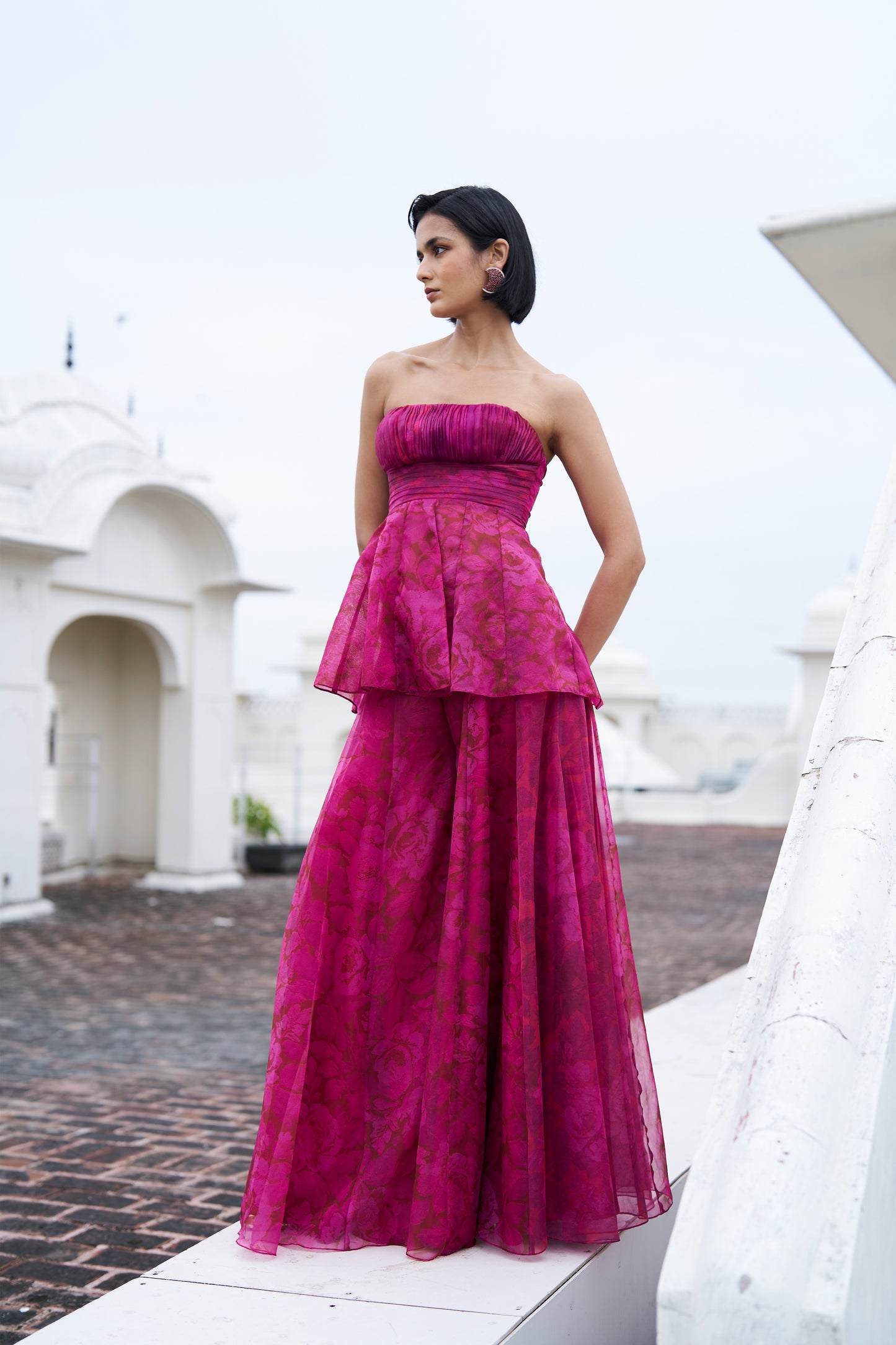 FLORAL PRINT PEPLUM SET