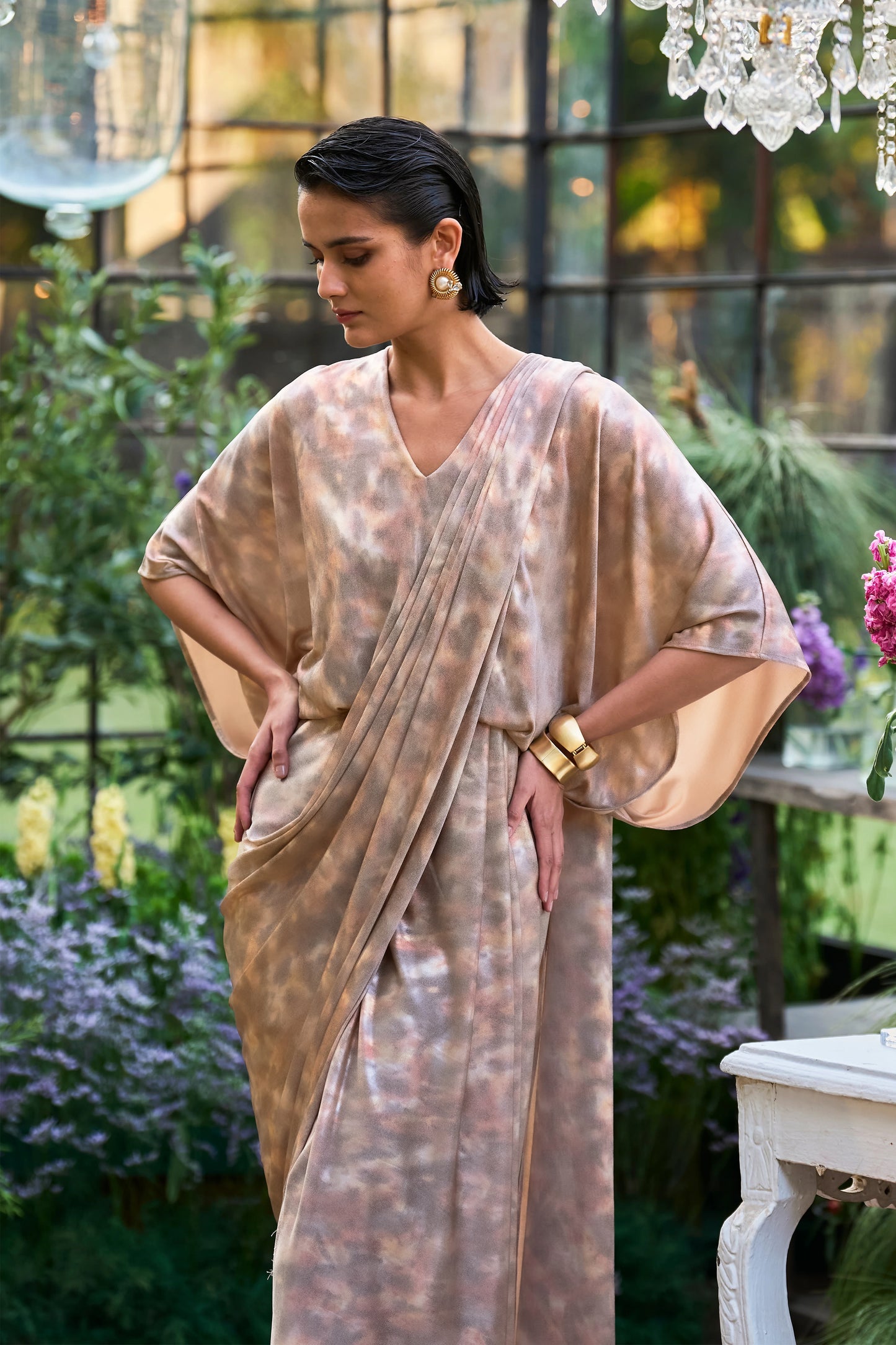 SARI DRAPE KAFTAN GOWN