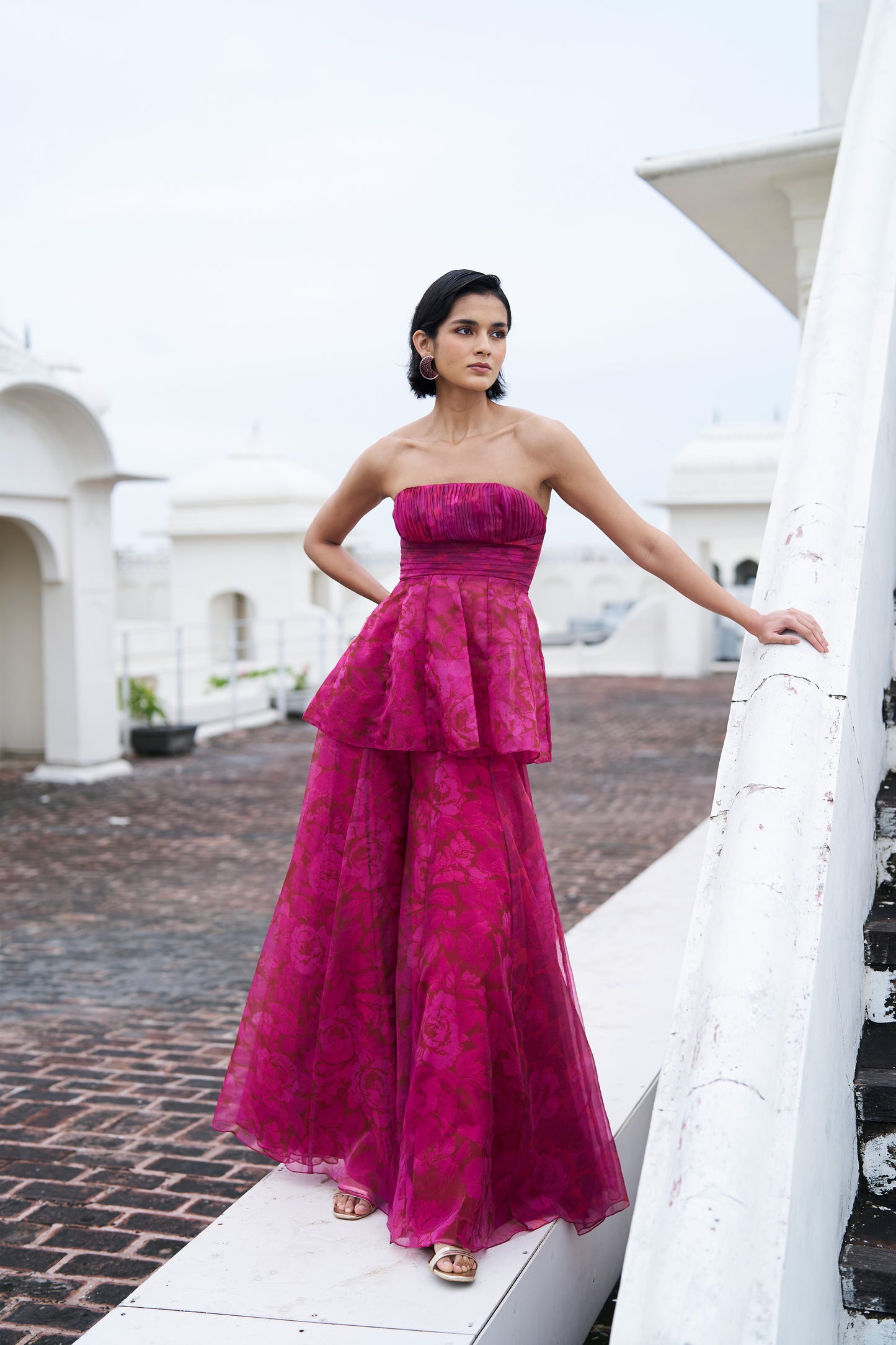 FLORAL PRINT PEPLUM SET