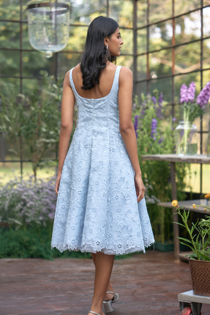 FLARED CUTWORK EMBROIDERED DRESS dash and dot