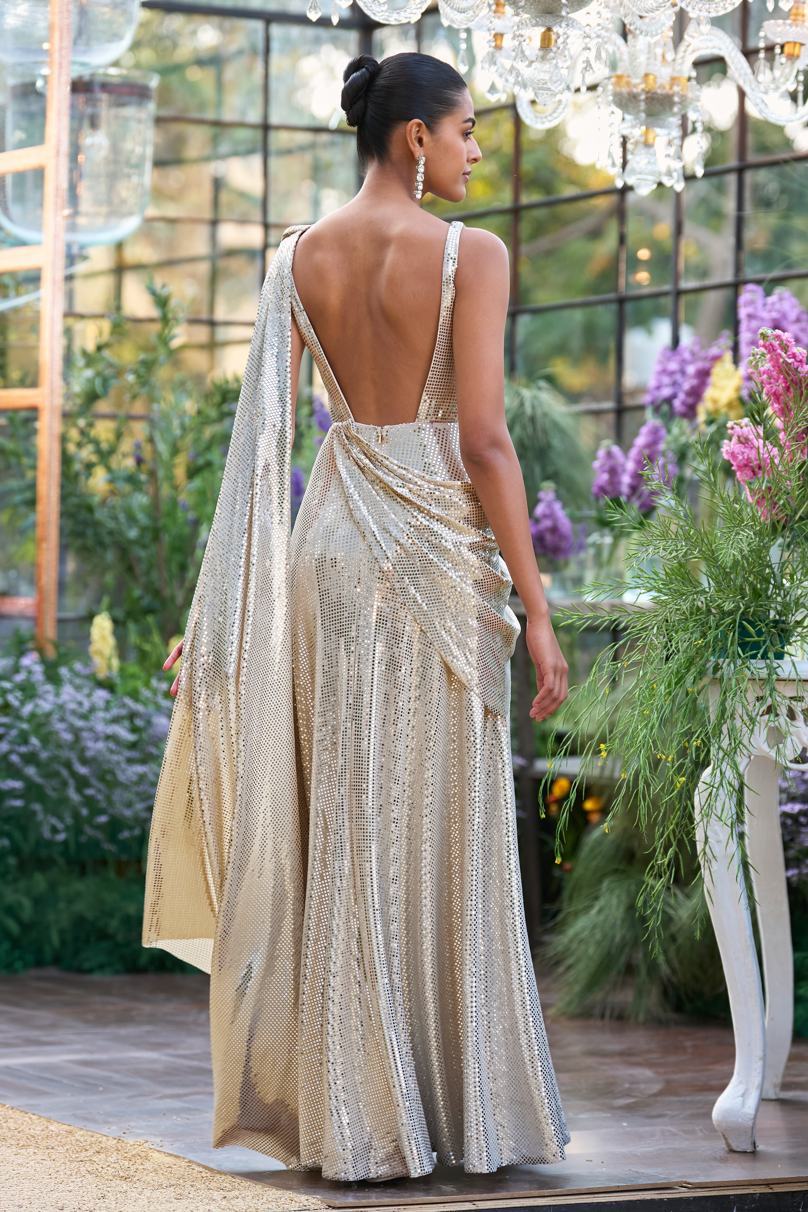 gold drape dress SARI GOWN soft blue Gold Draped Maxi Dress Size 0-28:6 Discover the Magic of