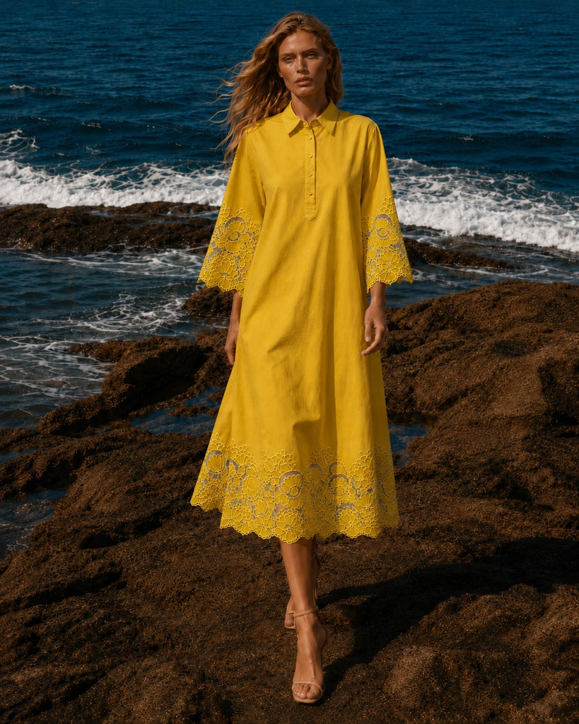 SCALLOPED CUTWORK MIDI dash and dot