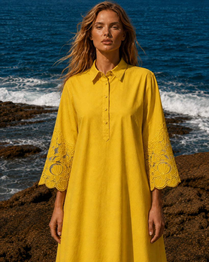 SCALLOPED CUTWORK MIDI dash and dot
