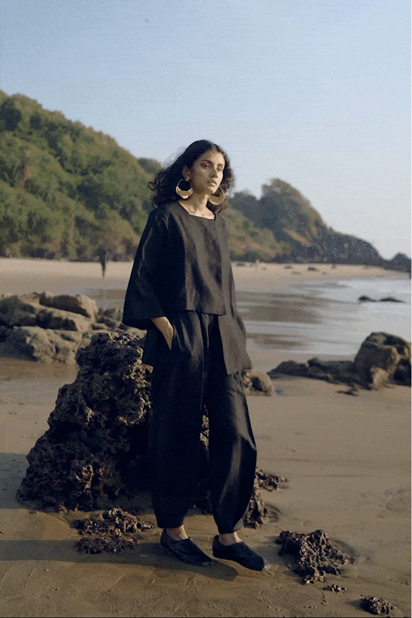 INVERTED PLEAT LINEN PANT - dash and dot