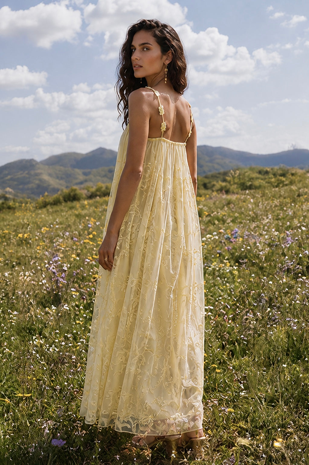 FLOWING EMBROIDERED MIDI