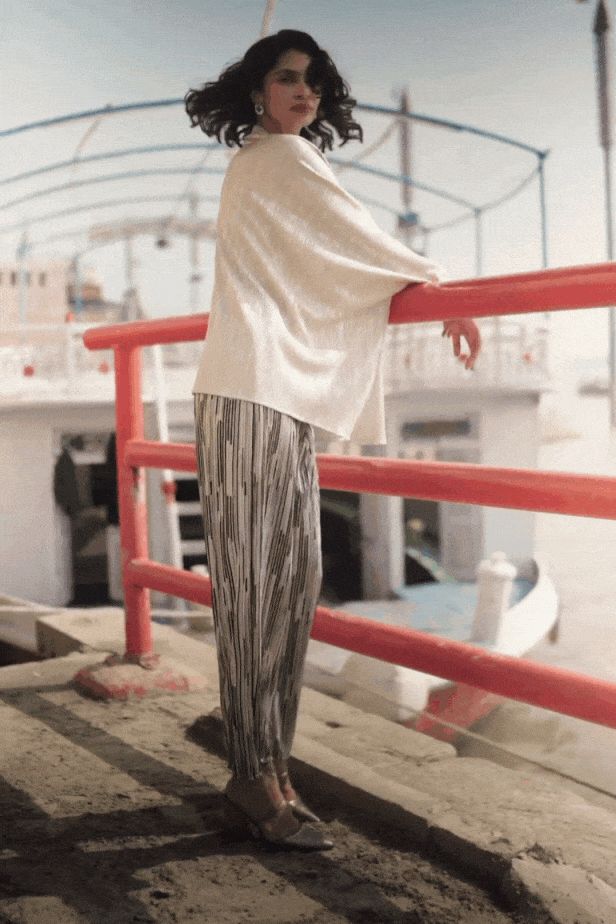 FOIL PLEATED PANT - dash and dot