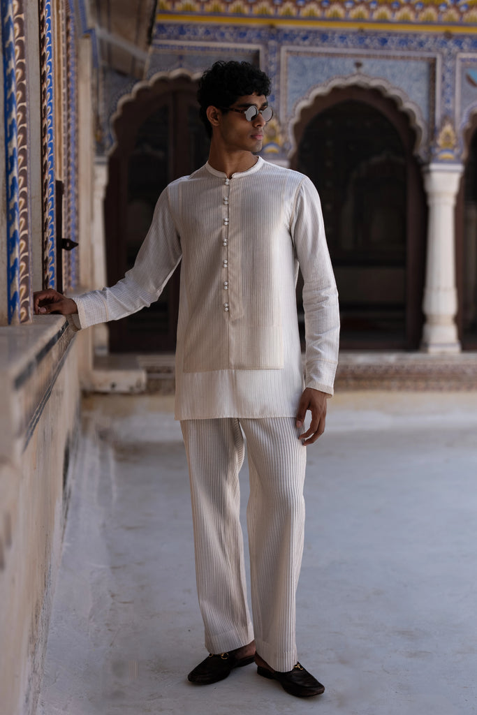 Embroidered Stripe Shirt & Straight Cut Pant Set dash and dot
