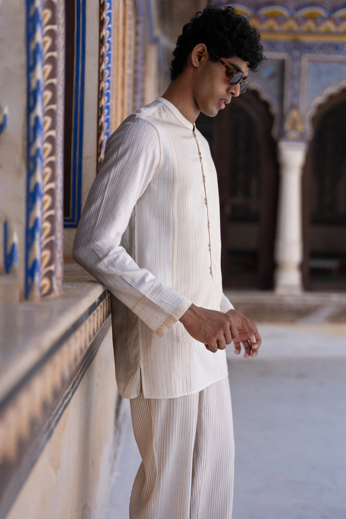 Embroidered Stripe Shirt & Straight Cut Pant Set dash and dot