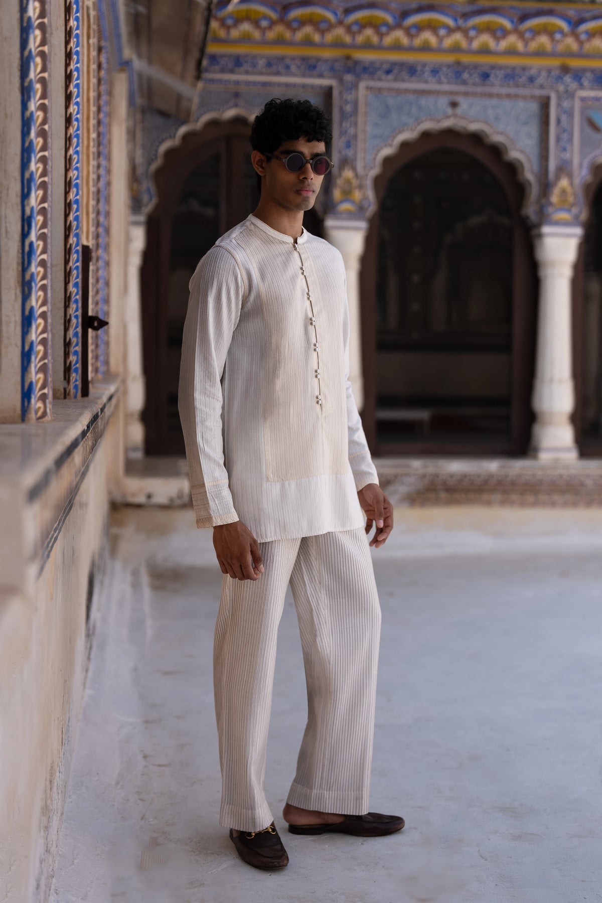 Embrodiered Stripe Straight Cut Pant