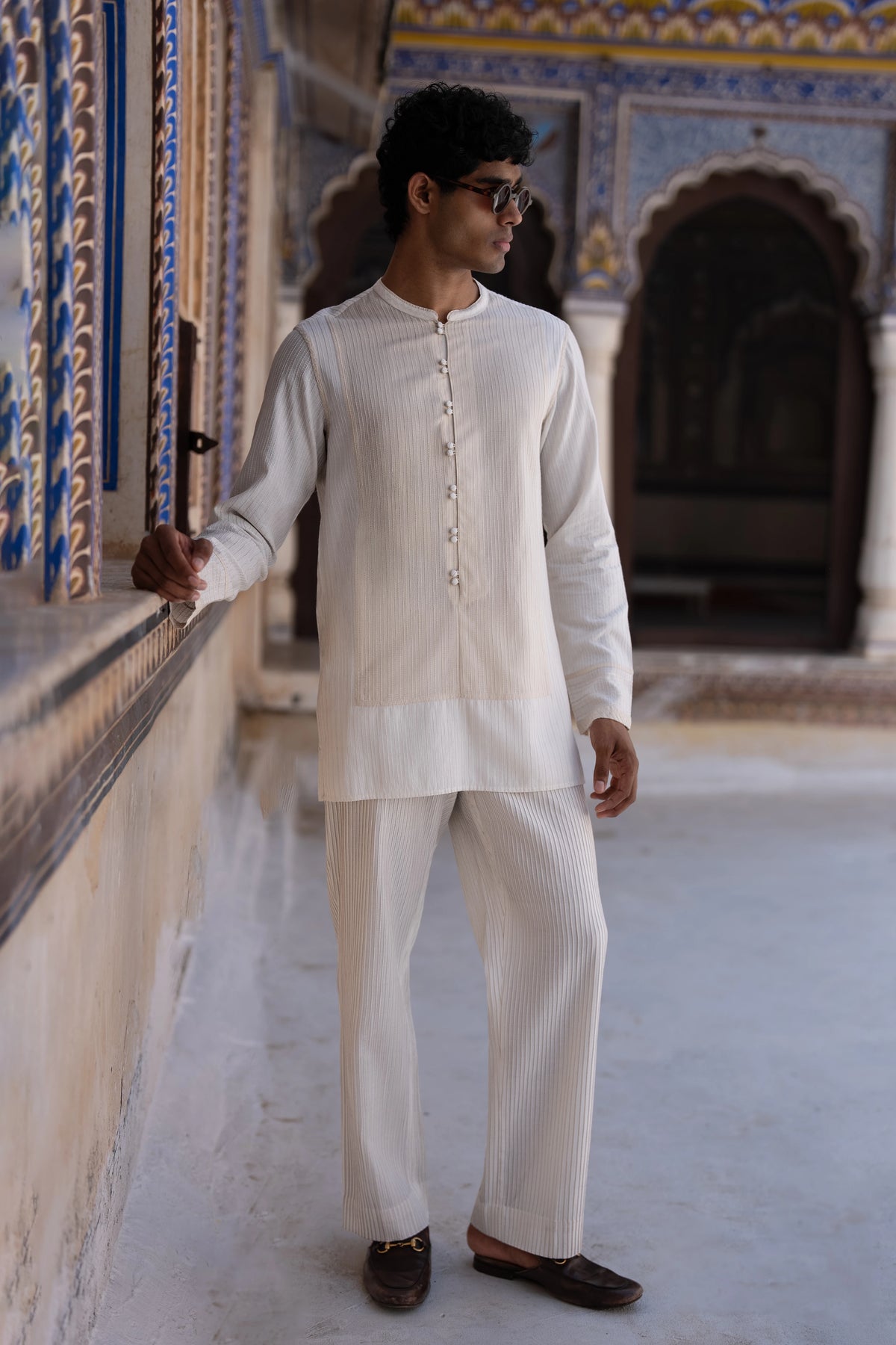 Embrodiered Stripe Straight Cut Pant