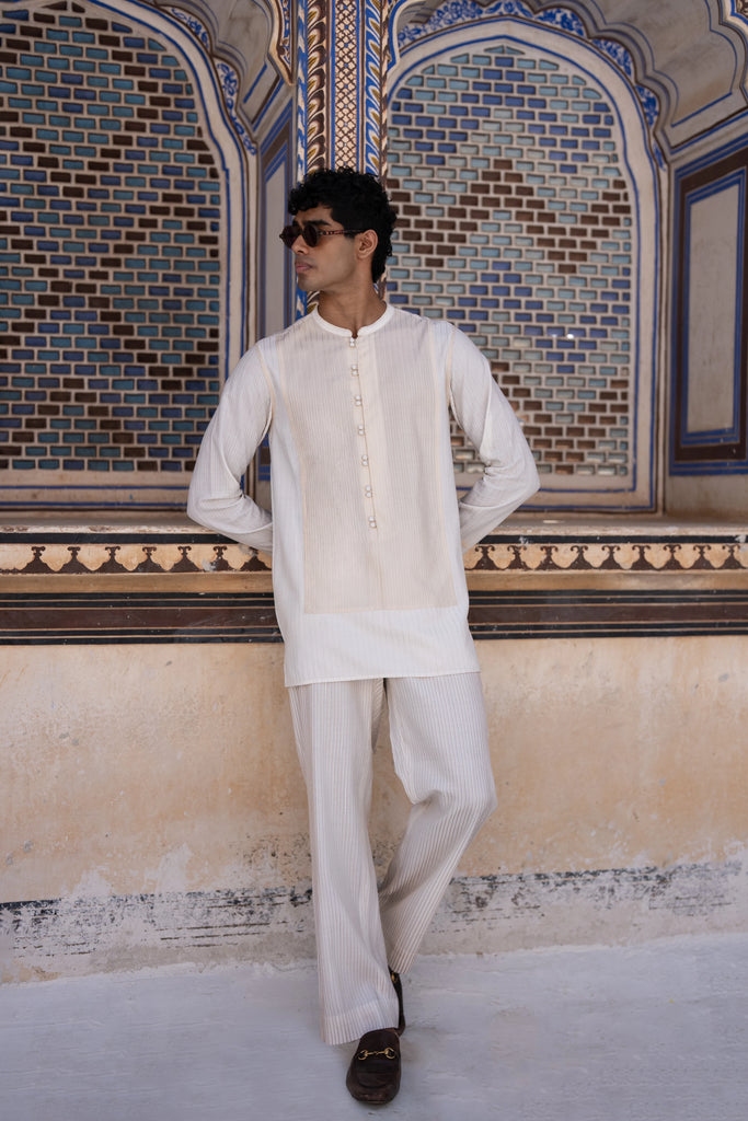 Embrodiered Stripe Straight Cut Pant dash and dot