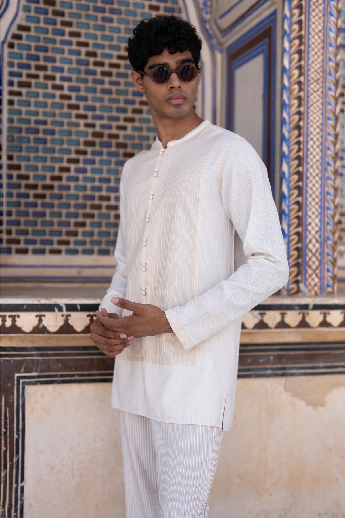 Embrodiered Stripe Straight Cut Pant