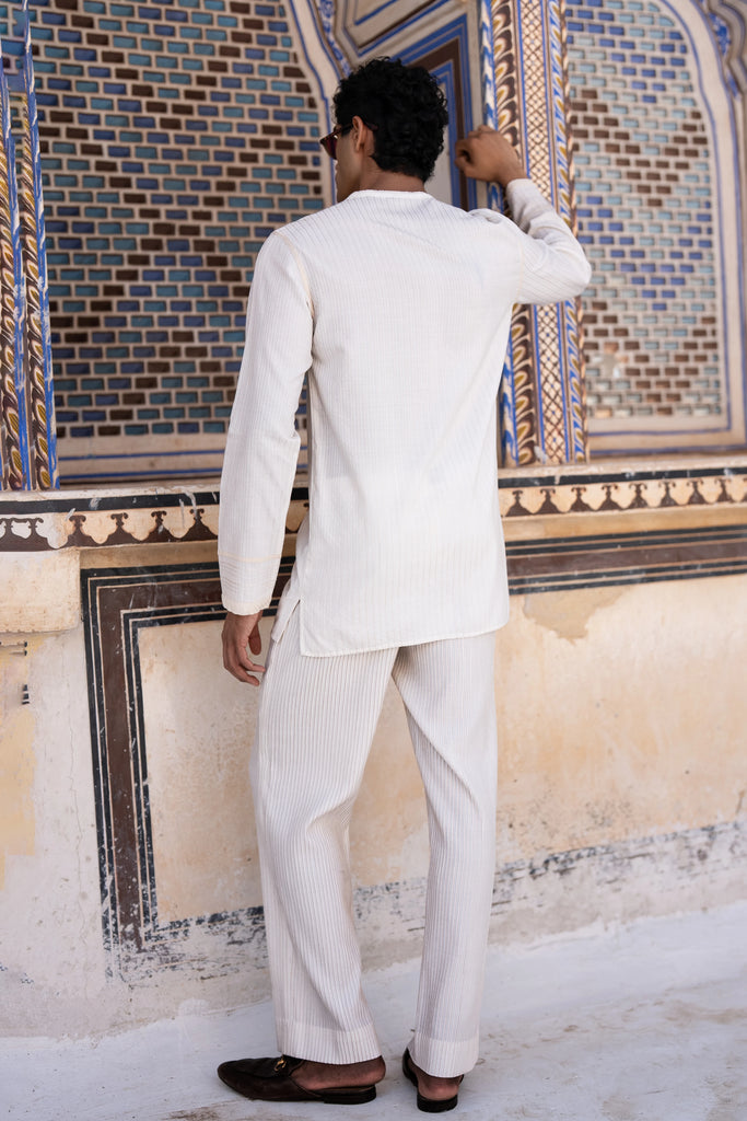 Embrodiered Stripe Straight Cut Pant dash and dot