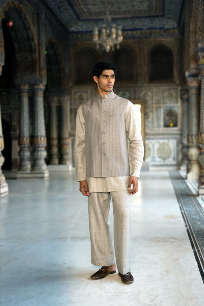 Embroidered Stripe Bandi, Shirt & Pant
